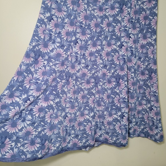 Vintage Panel Maxi Skirt Blue/Lavender Floral Side Zip Size 8 Cottagecore - Picture 3 of 9
